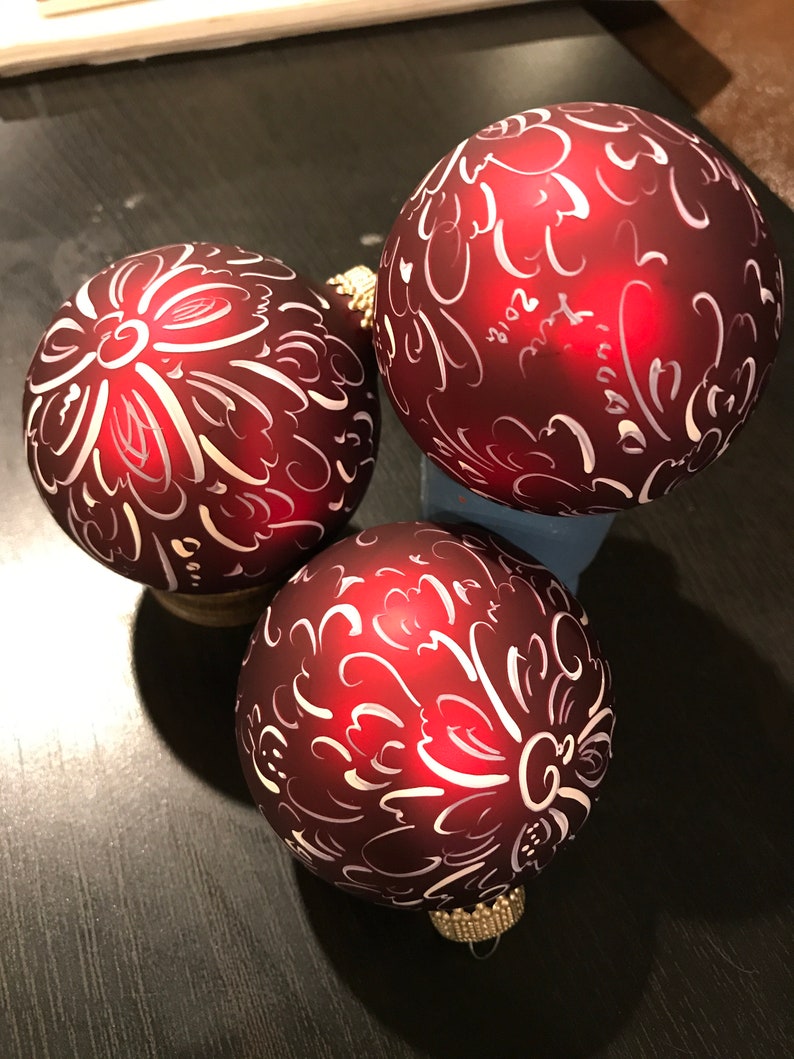 Handpainted Norwegian Rosemaling Christmas Ornament Matte Red - Etsy