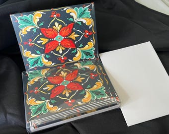 Norwegian Rosemaling Note Cards: Hallingdal Design, 12 Boxed Cards