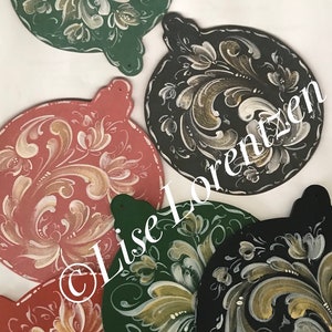 Painting Pattern Packet-Three Round Christmas Ornaments Transparent Telemark-Original design by Art of Lise Lorentzen