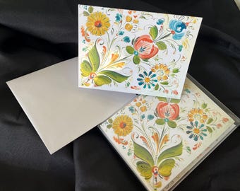 Norwegian Rosemaling Note Cards: Nordic Floral Art, Box of 12