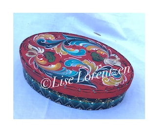 Rosemaling Telemark Oval Box Painting Pattern (PDF Download)