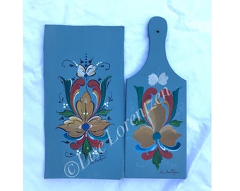 Padrão de pintura Packet-Rosemaling-Easy Hallingdal #1 Breadboard-Design original da Art of Lise Lorentzen-DIY