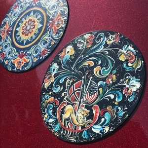 Norwegian Rosemaling Magnet: Folk Art Decor, Lise Lorentzen Artwork