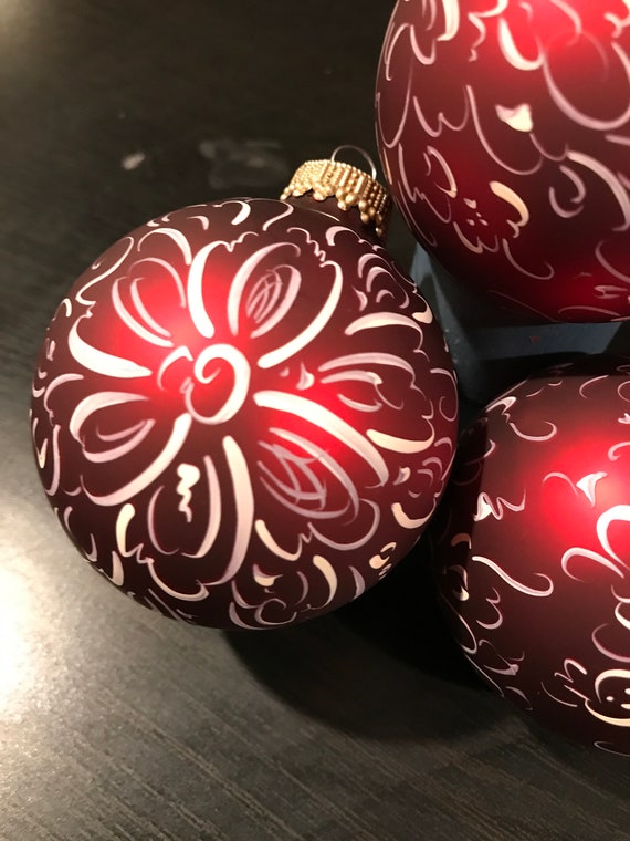 Handpainted Christmas Ornament Norwegian Rosemaling Matte Etsy