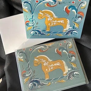 Norwegian Rosemaling Fjord Horse Note Cards - Lise Lorentzen Art