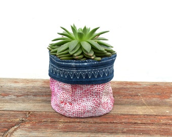 plantenbak, maat s, bureauplanter, kamerplanter, binnentuincadeau, plant gezellig, plantenbak, sappige plantenbak, kleine plantenbak, kantha quilt