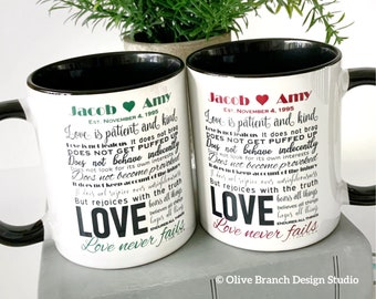 Love Never Fails Mug with Personalized Names - JW