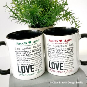 Love Never Fails Mug with Personalized Names JW image 1