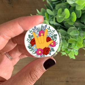 JW Sign Language Floral I Love You Pins