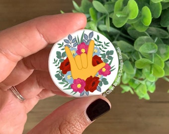 JW Sign Language Floral I Love You Pins