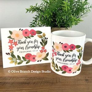 Gracias por su taza de amistad & Tarjeta - JW - Proverbios 17:17