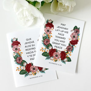 Que Jehová te conceda paz / Números 6:26 / Tarjeta de felicitación con versículo bíblico / Tarjeta de las Escrituras / Tarjetas de felicitación de los Testigos de Jehová