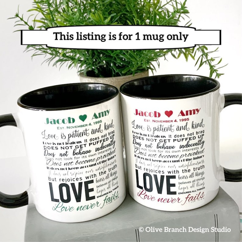 Love Never Fails Mug with Personalized Names JW image 3