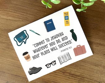 Baptism Card JW | Commit to Jehovah Whatever You Do, And Your Plans Will Succeed | Card for Brothers