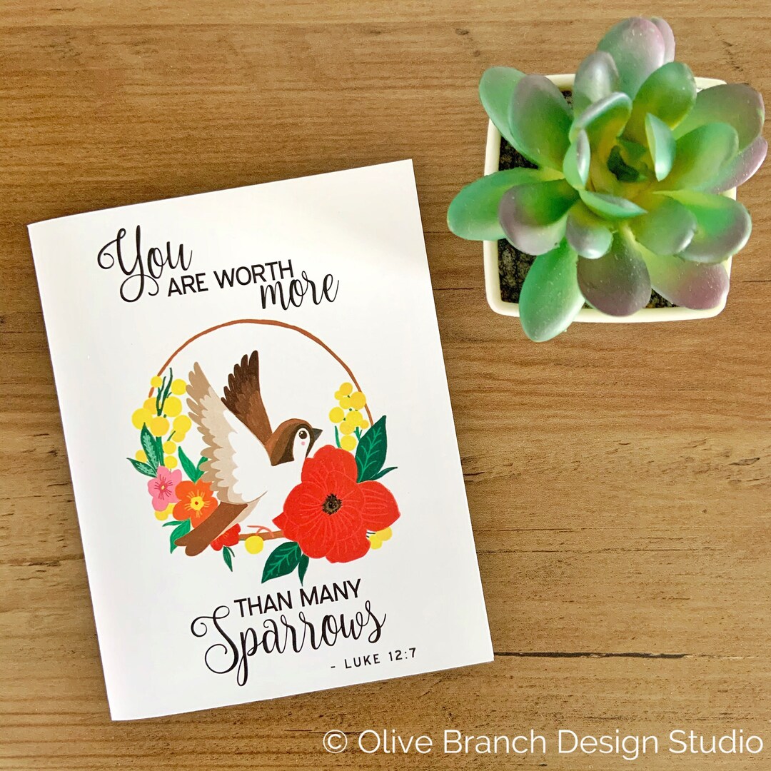 You Are Worth More Than Many Sparrows Card - Floral Design - Etsy
