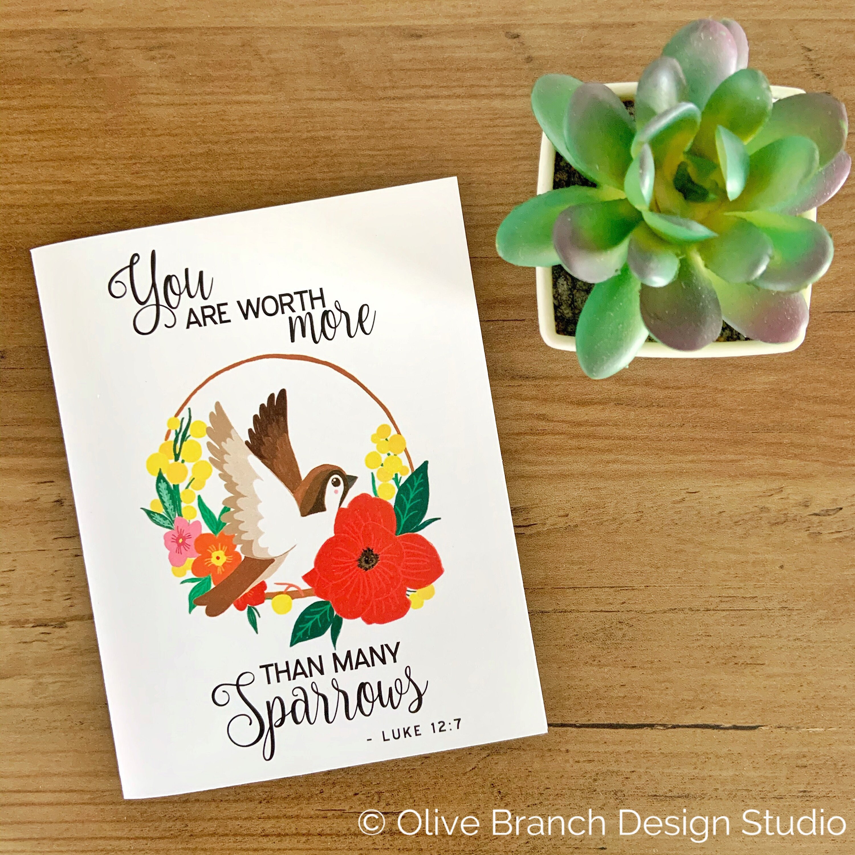 You Are Worth More Than Many Sparrows Card - Floral Design - Etsy