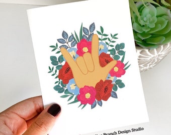 JW Sign Language I Love You Floral Greeting Card