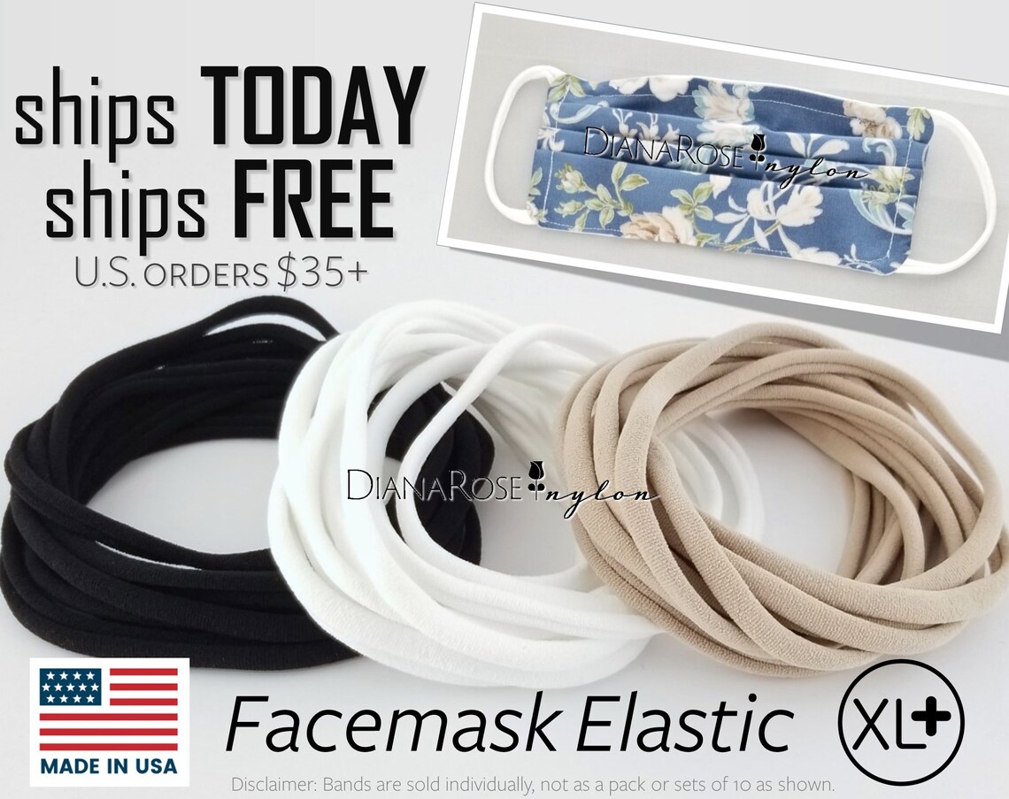 XL Nylon Headbands Facemask Elastic Cord Masks Bulk Nylon Etsy