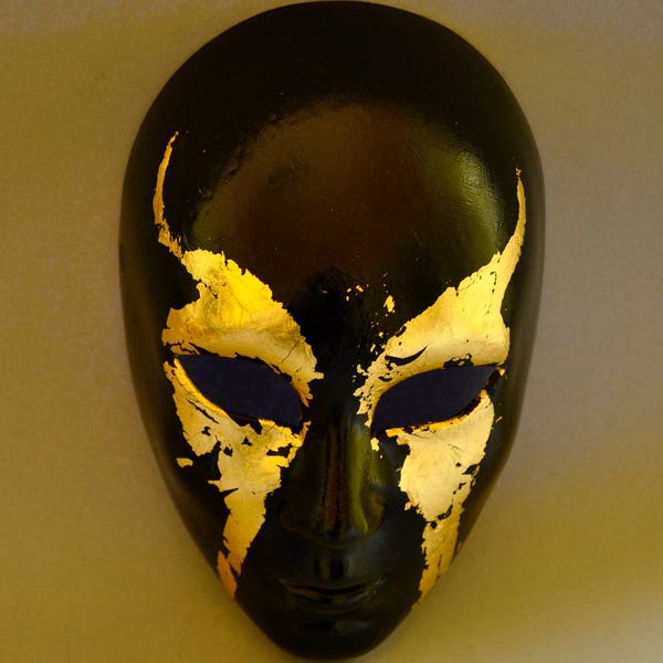 Black and Gold Mask.             Masks for Halloween. Women's Masquerade Mask. Black and Gold Leaf Masquerade Mask. Unusual Mask for a Gift.