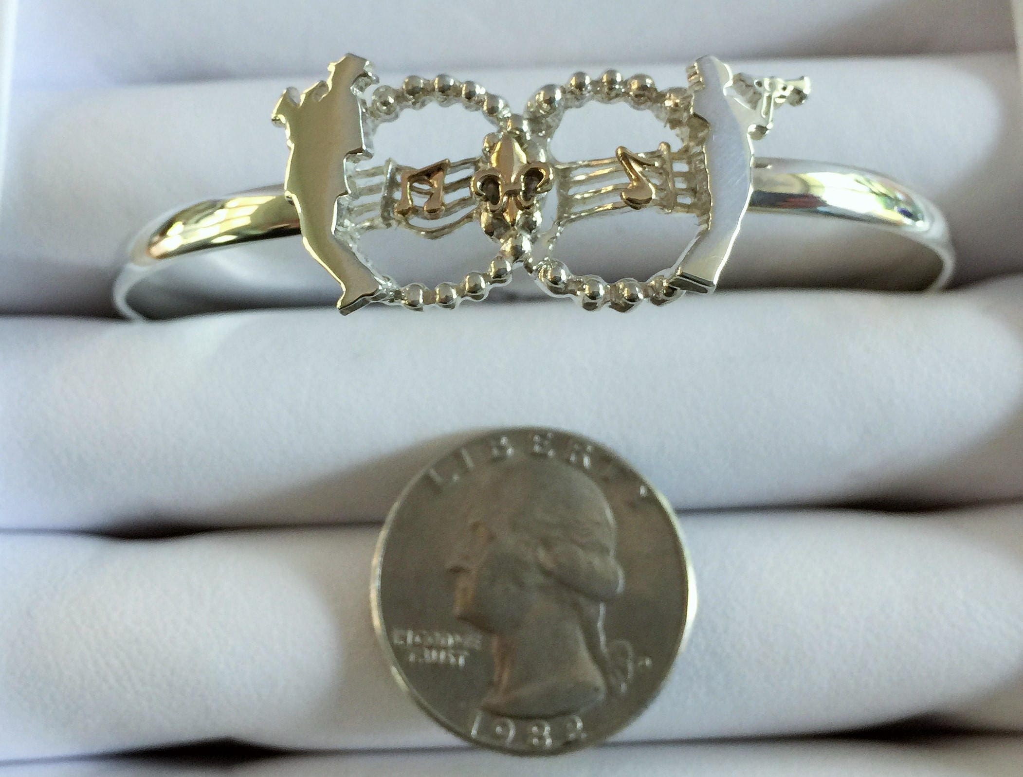 Sterling Silver Bracelets, New Orleans Jewelry, Silver and 14kt Gold