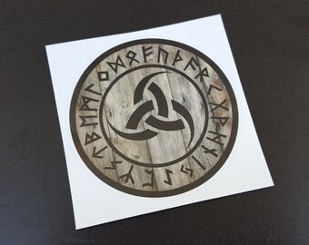Precut Viking Triple Horn Of Odin Sticker / Decal