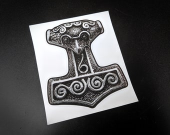 Precut Viking Mjolnir, Thors Hammer Sticker / Decal