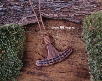 Hand Carved Oak Ukonvasara Hammer Pendant - Necklace