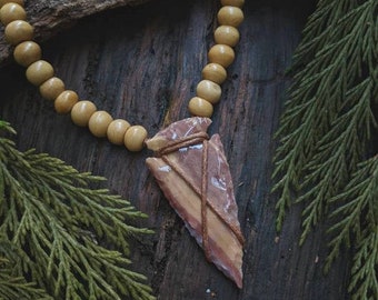Stunning Large Beaded Hand Knapped Arrowhead Pendant (Inspired by Stone Age - Viking Age)