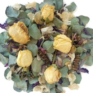 Eucalyptus and rose potpourri for your spring and summer home decor / office desk or as a gift, with refresher scent vial