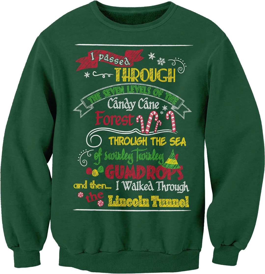 Elf Map Funny Elf Movie Christmas Sweater Sweat Shirts Long Etsy