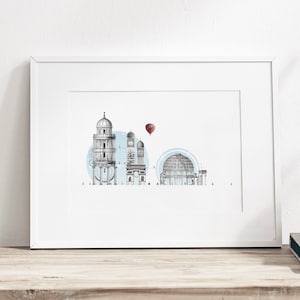Architectural Fantasy Art Print | Abstract Architecture Illustration | Illustrated Graphic Travel Gift for Architect | Housewarming Present