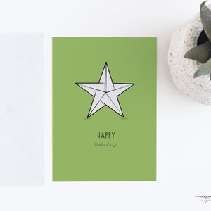Biglietto d'auguri di Natale con stella origami / Illustrazione festiva minimalista moderna di buone feste / Natale minimalista scandinavo