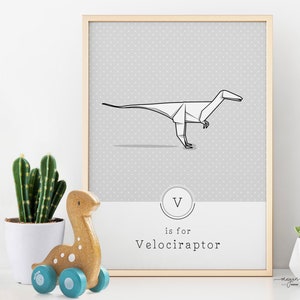 Dinosaur Velociraptor Watercolor Print, Dinosaur Poster, Dinosaur Wall  Decor, Kids Room Art, Nursery Printable, Dinosaur Lover Gift