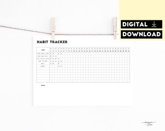 Habit Planner | Minimal Goals Tracker | Instant PDF Digital Download Printable Template | Fitness, Workout and Wellness Organiser