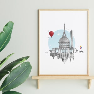 Architectural Memories Wall Art Print | Abstract Travel Illustrated Gift | Famous Landmark Buildings of the World