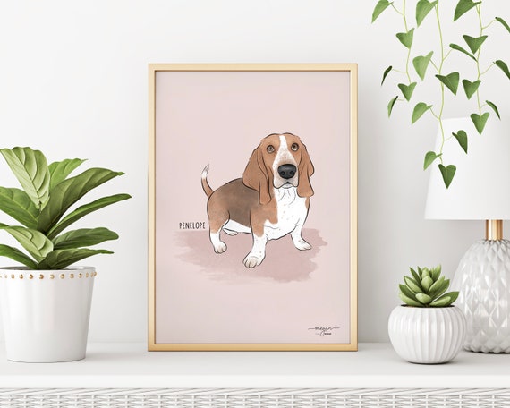 Custom Illustrated Dog Portrait | Personalised Pet Art Illustration Print | Unique Gifts for Dog Owners | Bespoke Pet Memorial Commission