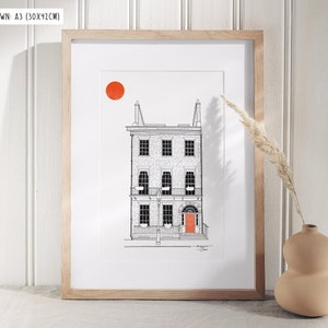 Custom hand drawn house line drawing | Personalised portrait illustration from photo | Keepsake gift for housewarmings, anniversary, friends