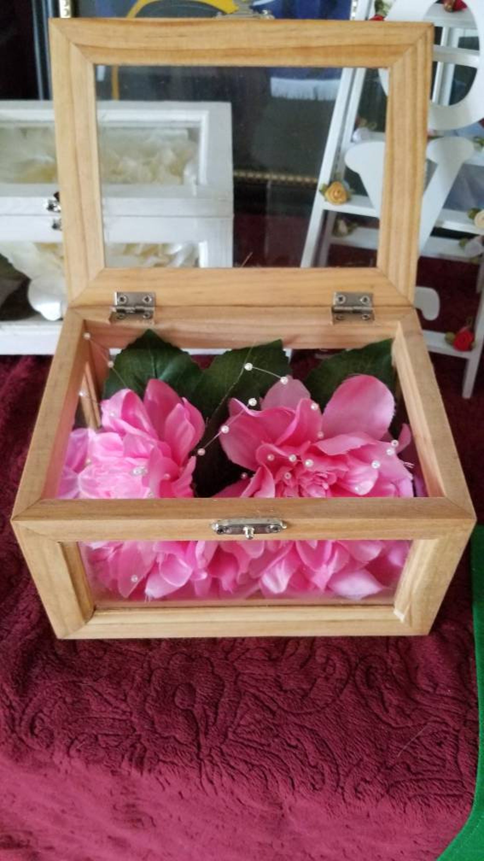 Stained Glass and Wood Jewlry Box Filled With Silk Pink Etsy