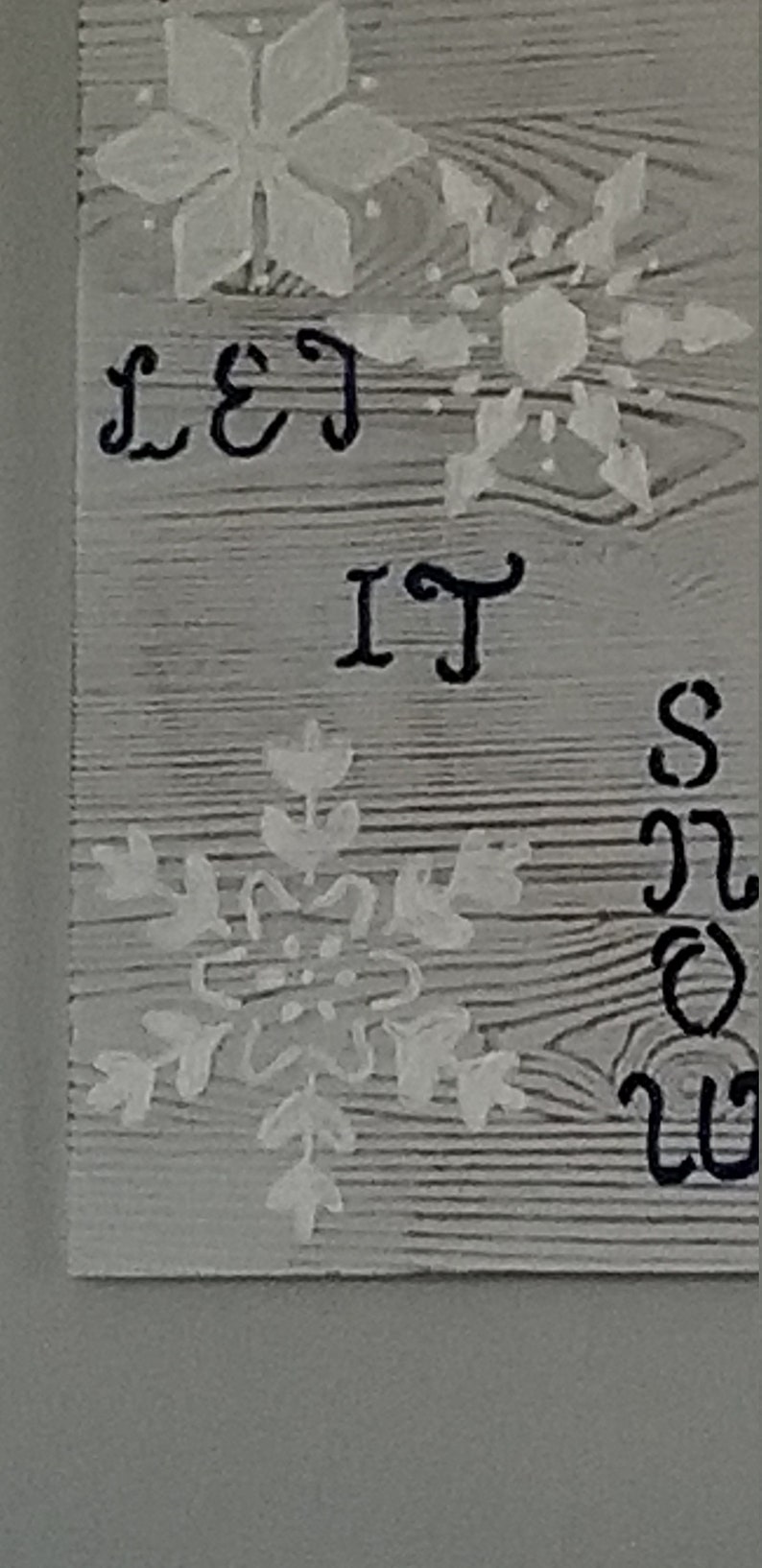 Must have. Great gift or decor for winter holidays size 4x12x18 On whitewash board stenciled with large snowflakes Sign Let It Snow