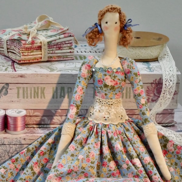 Tilda Doll Handmade to Order in the UK - Choose Skin Tone/Hair/Hairstyle/Fabric - Textile/cloth/rag/art/heirloom/collector's doll - 65cm