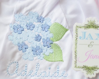 Hydrangea Floral Sketch Embroidery Design, 2 Sizes (Download)