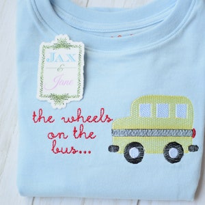 School Bus Embroidery Design, Back to School Embroidery Design, Wheels on the Bus Embroidery Design, Bus Embroidery, Embroidery School Bus