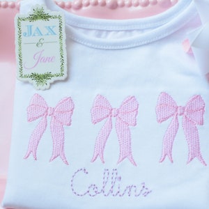 Skizze Coquette Bogen, Stickmuster, Skizze, Mini Bogen, 3 in einer Reihe Bogen, Stickmuster, 3 in einer Reihe