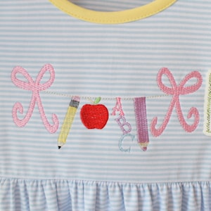 School Banner Embroidery Design, Back to School Embroidery Design, School Supply Bow Bunting Embroidery Design, Crayons and Bows Embroidery