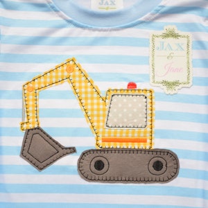 Excavator Applique, Vintage Excavator Applique, Boy Excavator digger construction vehicle Applique Design, Digger Applique Design