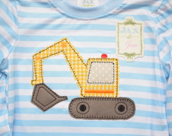 Excavator Applique, Vintage Excavator Applique, Boy Excavator digger construction vehicle Applique Design, Digger Applique Design