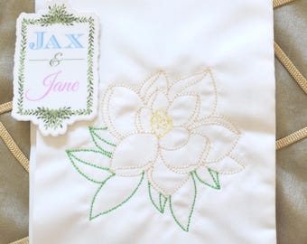 Desenho de bordado de flor de magnólia, ponto rápido (download digital)