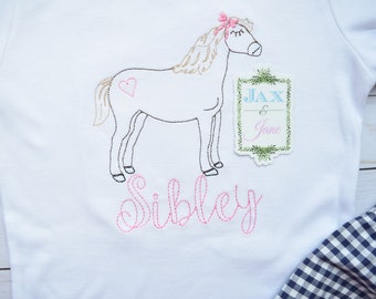 Horse Embroidery Design, Girl Stitch Horse (Digital Download)