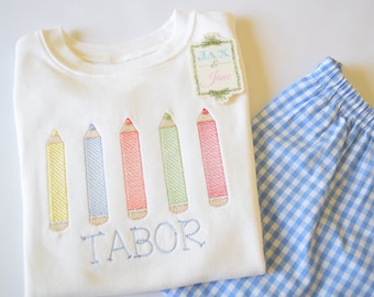 Crayon Sketch Embroidery Design, Back to School (Digital Download)