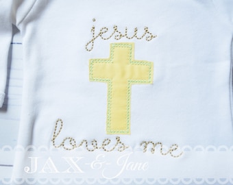 Jesus Loves Me Applique Design, Church Applique, Jesus Loves Me Design, Church Embroidery Design, Applique for Church, Cross Applique Design